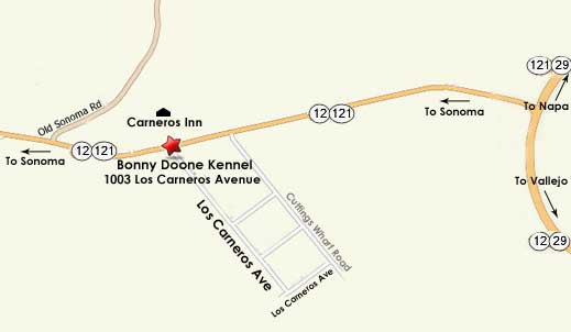 Map to Bonny Doone Kennel